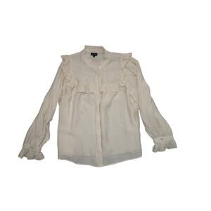 Who What Wear Cream Ruffle Blouse XXL – Romantic Long Sleeve Shirt, Feminine